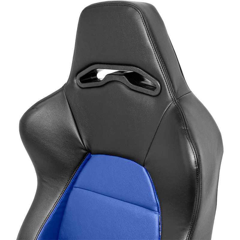 Sportstoel 'Eco' - Zwart/Blauw Kunstleder - Linkerzijde verstelbare rugleuning - incl. sledes
