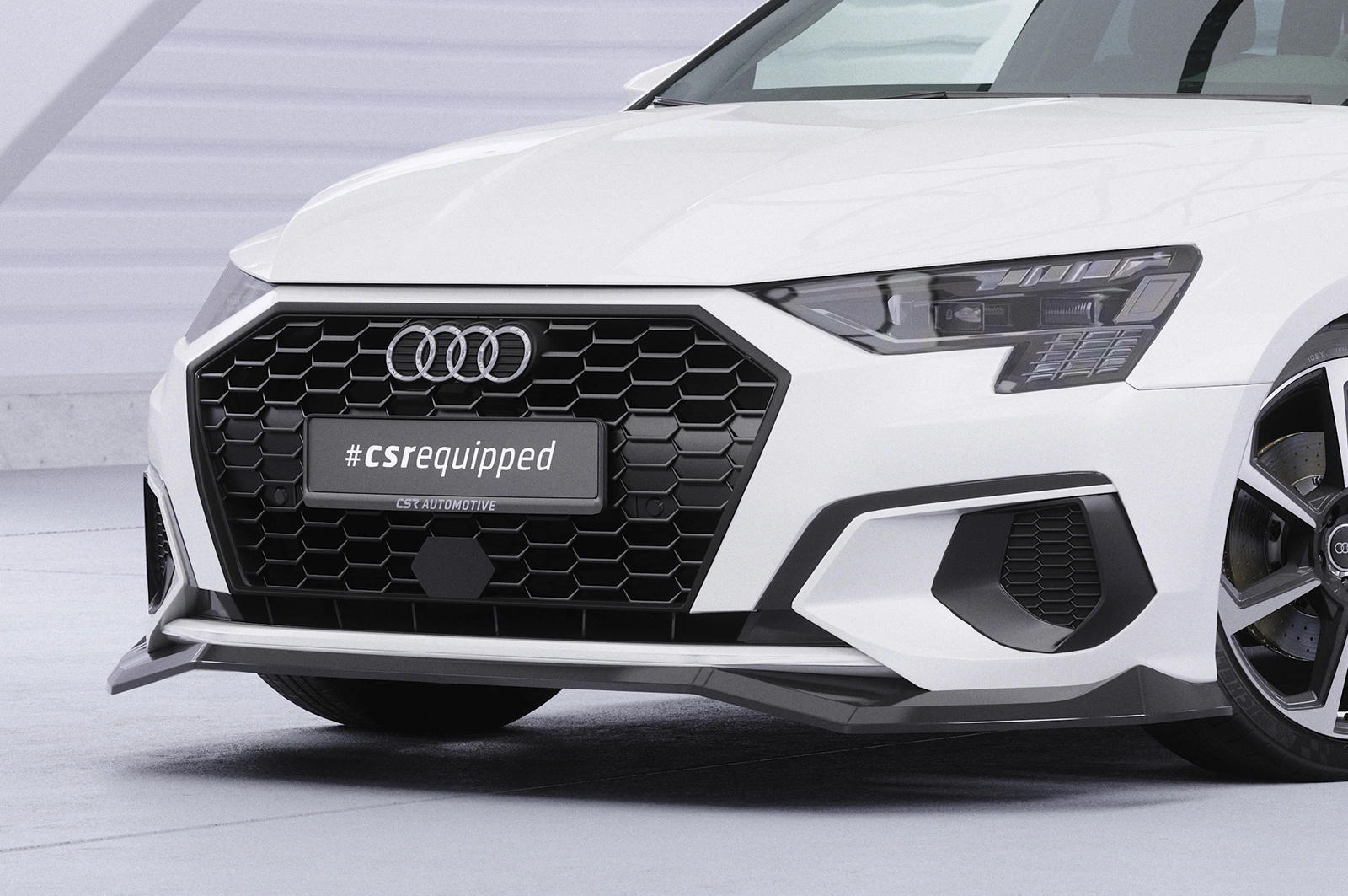Voorspoiler Audi A3 8Y Sportback glans zwart