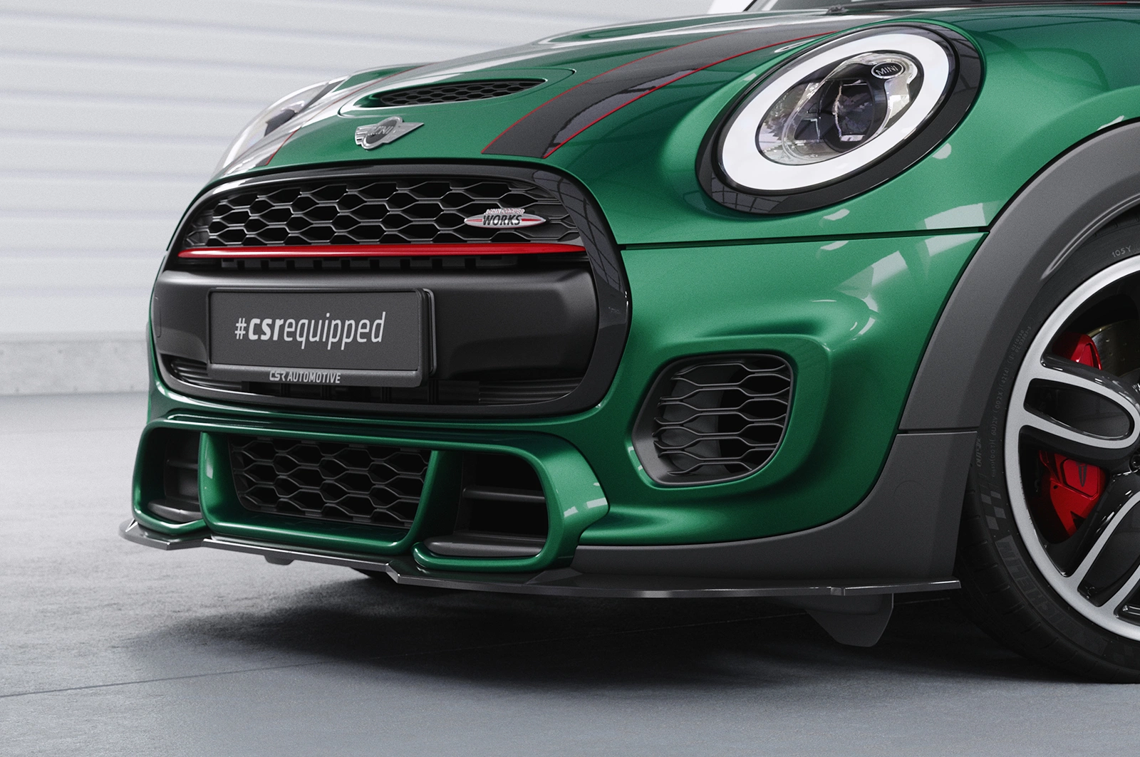 Voorspoiler Mini F55, F56, F57 JCW-Trim Glans Zwart (2018–2021 1. Facelift) CSR