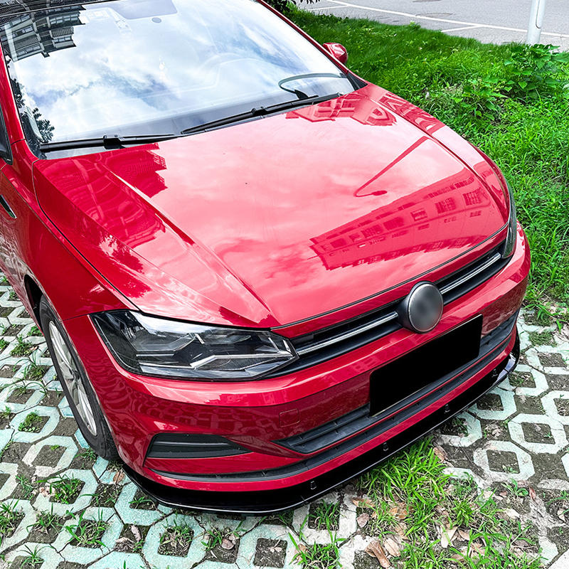 Voorspoilerlip  Volkswagen Polo (AW) 2017- excl. R-Line/GTi (Glanzend Zwart ABS)