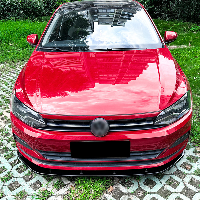 Voorspoilerlip  Volkswagen Polo (AW) 2017- excl. R-Line/GTi (Glanzend Zwart ABS)