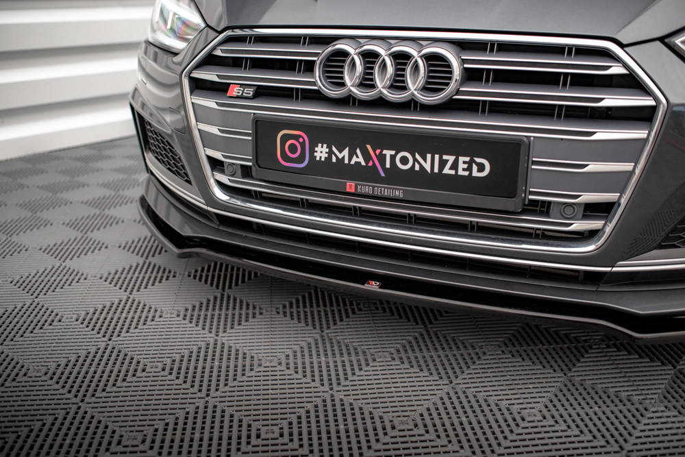 Voorspoiler Audi S5 / A5 S-Line F5 Coupe / Sportback V.1 Glanzend Zwart