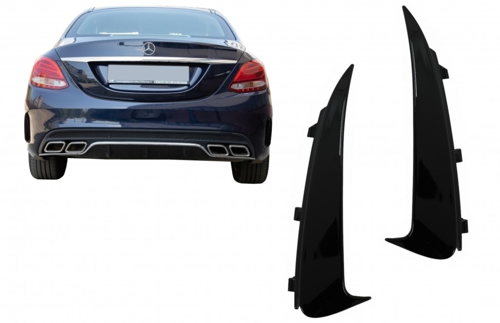 Diffuser Achterbumper Mercedes C-Klasse W205 AMG Glans Zwart