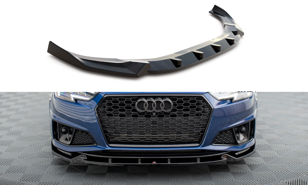 Voorspoiler V.1 Audi A4 Competition B9 FL Maxton Glans Zwart
