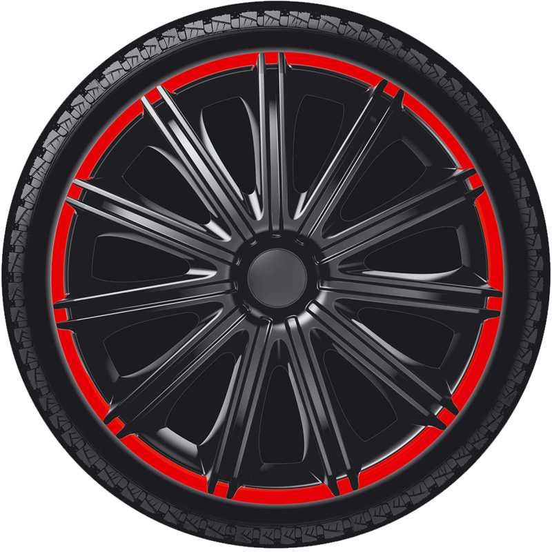 4-Delige Wieldoppenset Nero R 13-inch zwart/rood