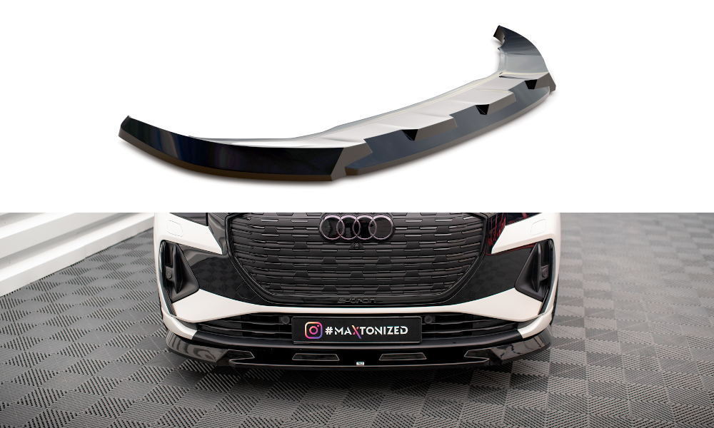 Voorspoiler V.1 Audi Q4 E-Tron sportback S-line Maxton Glans Zwart