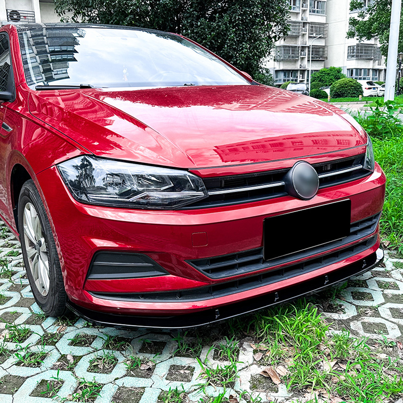 Voorspoilerlip  Volkswagen Polo (AW) 2017- excl. R-Line/GTi (Glanzend Zwart ABS)