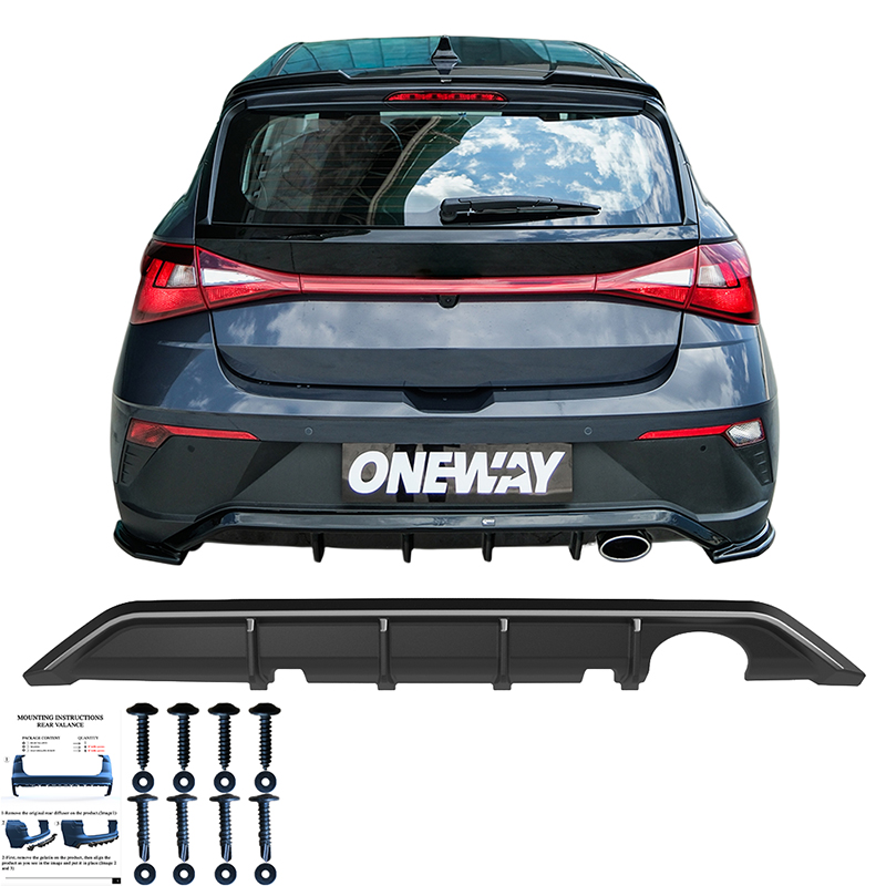 Oneway Achterbumperskirt (Diffuser)  Hyundai i20 III (BC3) Facelift 2023- - Glanzend zwart