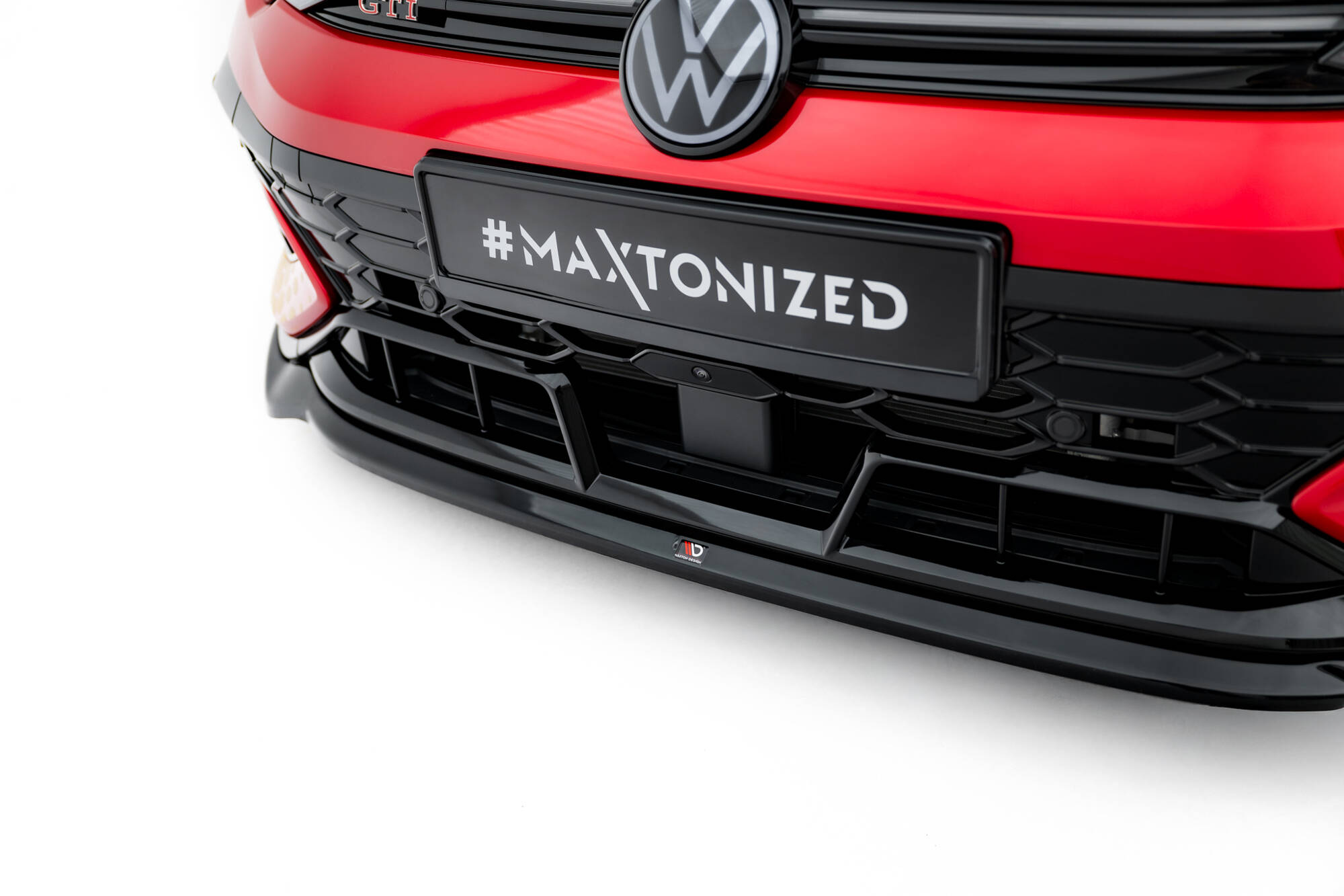 Voorspoiler V.4 Volkswagen Golf GTI Clubsport MK8 Facelift Maxton Glanzend zwart