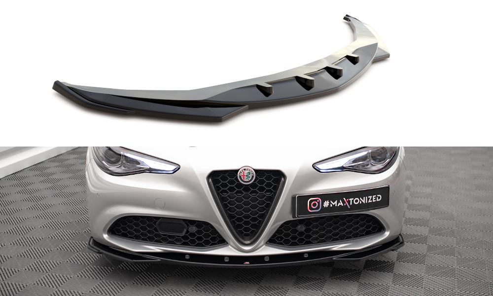 Voorspoiler V.2 Alfa Romeo Giulia Sport Maxton Glans Zwart