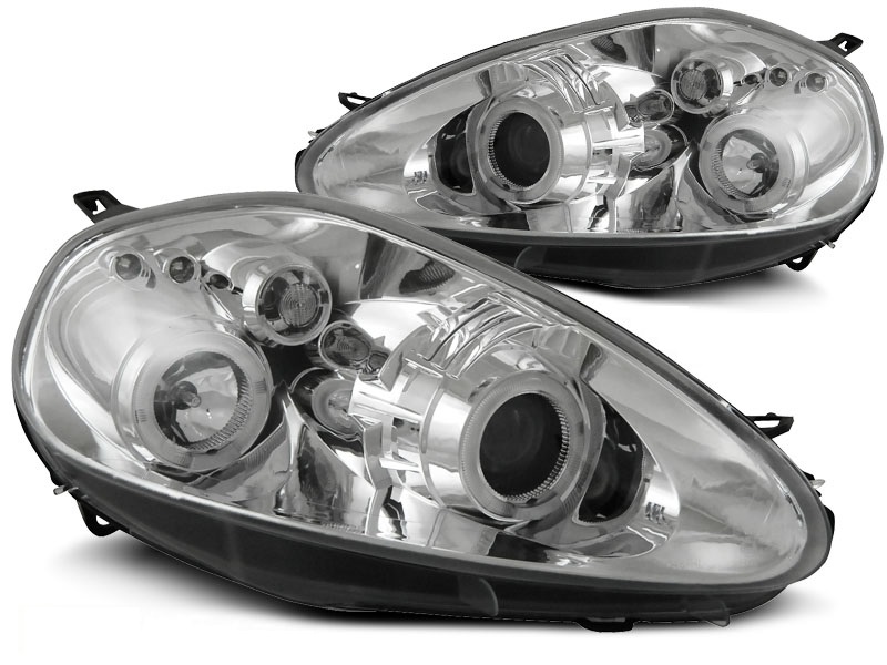 Faros Fiat Grande Punto cromo Angel Eyes