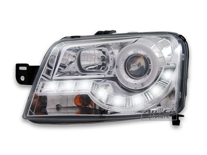 Headlights Fiat Panda with DRL 03- chome