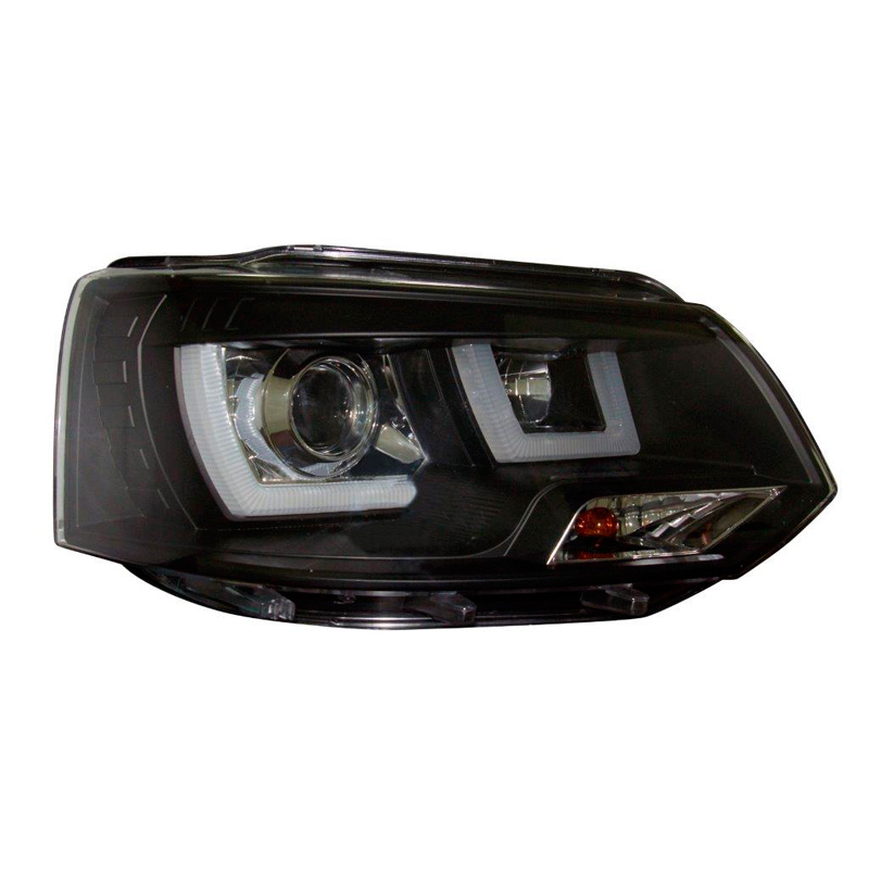 Set Koplampen incl. DRL  Volkswagen Transporter T5 2010-2015 - Zwart - incl. Stelmotor