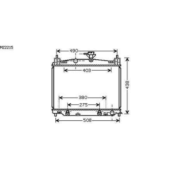 Radiator MAZDA 2 07->> 350x515x16 1.3/1.5 +/-AC