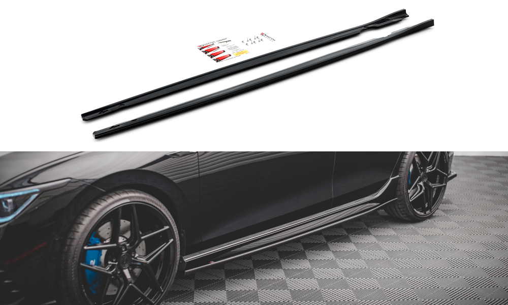 Zijskirts V.2 Volkswagen Golf 8 R Maxton Glans Zwart