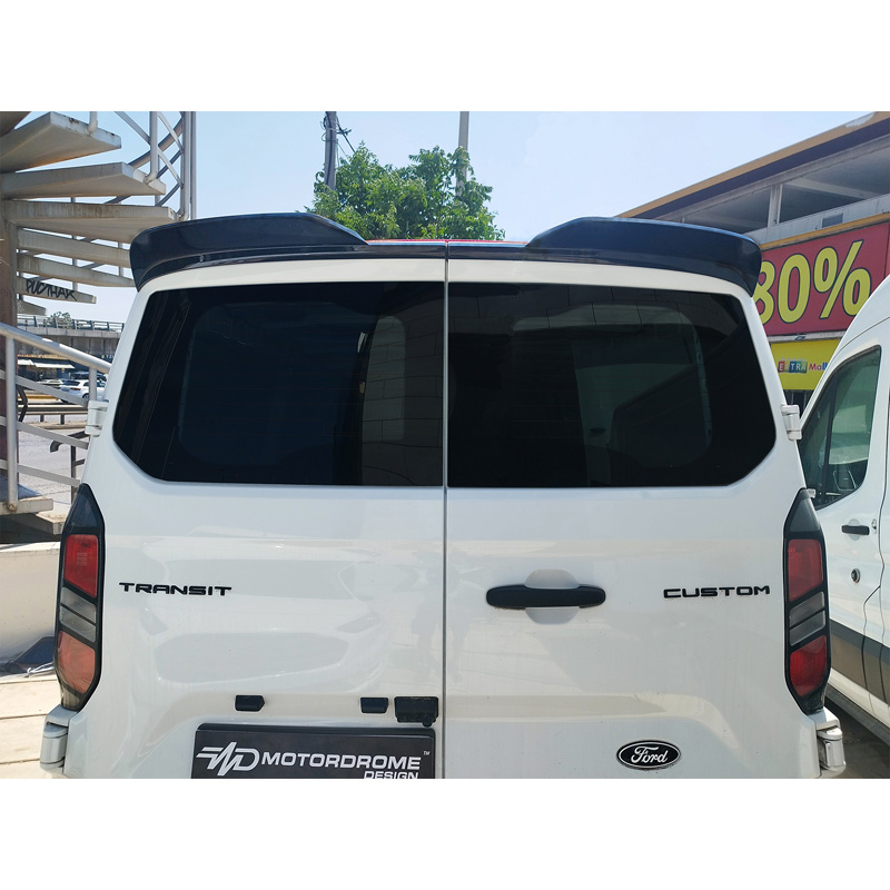 Motordrome Dakspoiler V.3  Ford Transit Custom (V710) 2023- & Volkswagen Transporter T7 2024- (met 2 achterdeuren) (PU)