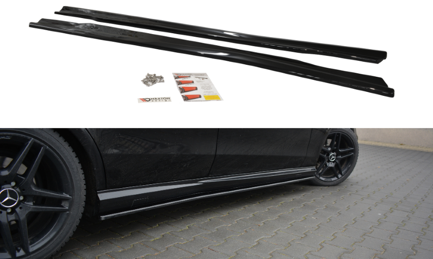 Zijskirts Mercedes E63 AMG W212 Maxton Design glans zwart