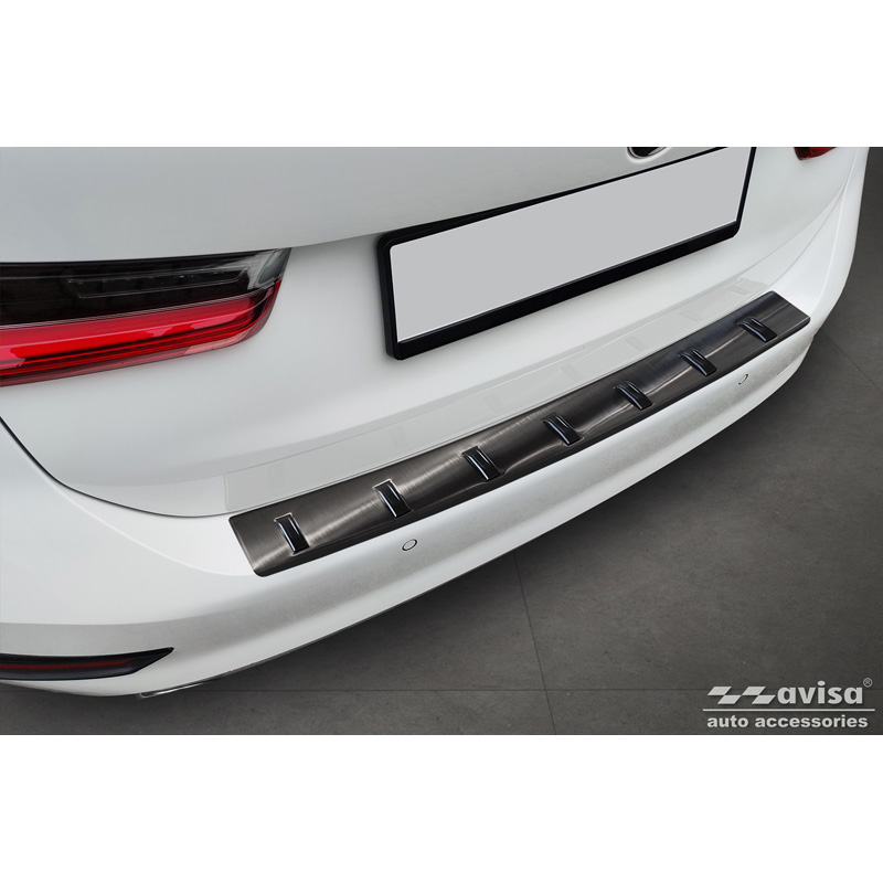 Zwart RVS Achterbumperprotector  BMW 3 Serie (G21) Touring 2019-2022 'STRONG EDITION'