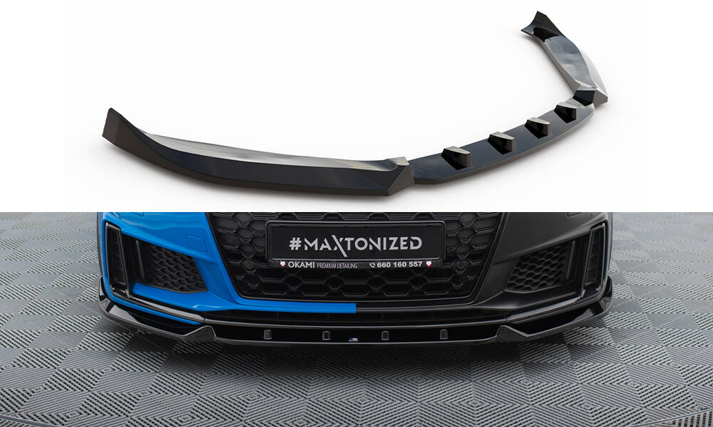 Voorspoiler V.1 Audi TT S-Line / TTS 8S FL Maxton Glans Zwart