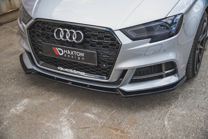 Voorspoiler V.3 Audi S3 / A3 S-Line 8V FaceLift Glanzend zwart