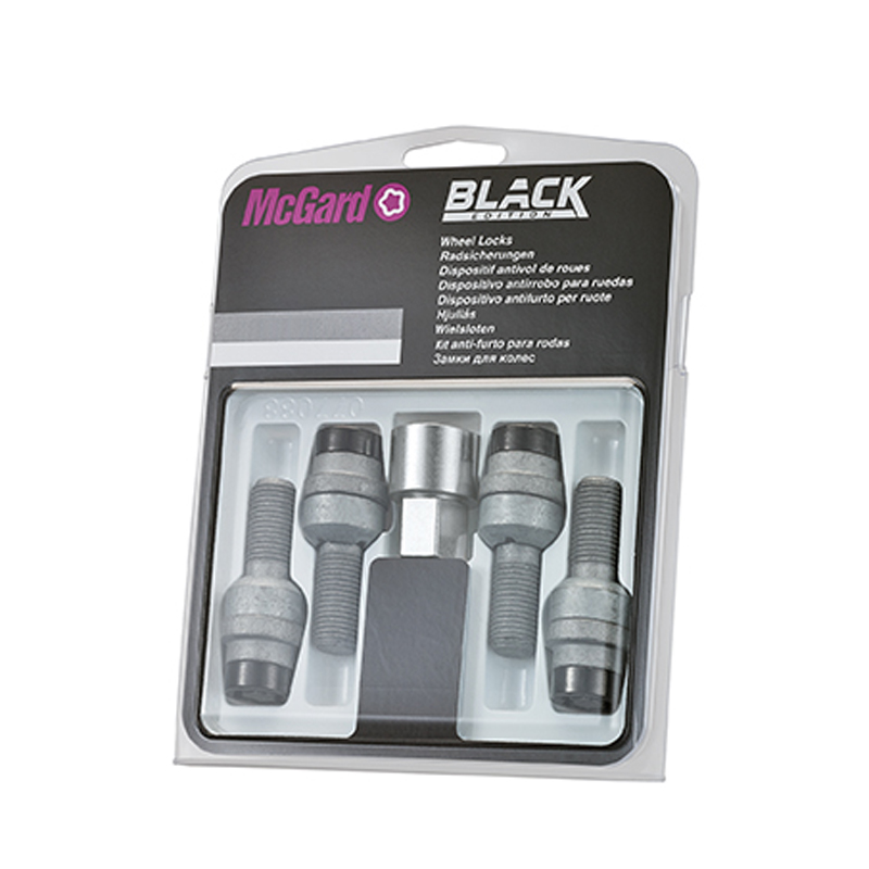 McGard Slotboutenset M14x1.50 Zwart - Bolkonisch R14 - Lengte 28.3mm (17mm kop)