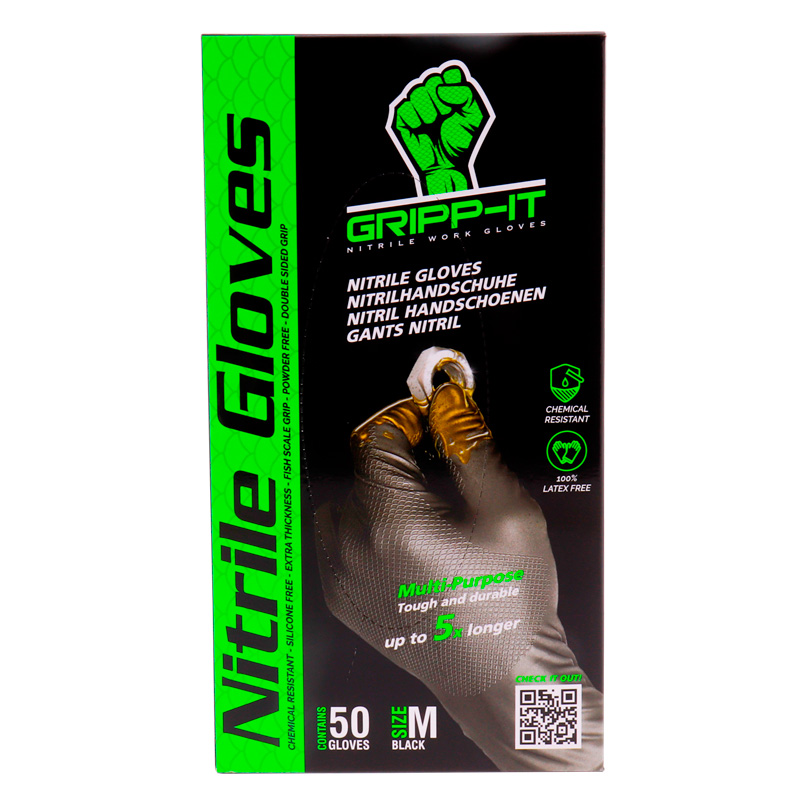 Gripp-It nitril handschoenen - maat M - Zwart - dispenserdoos à 50 stuks