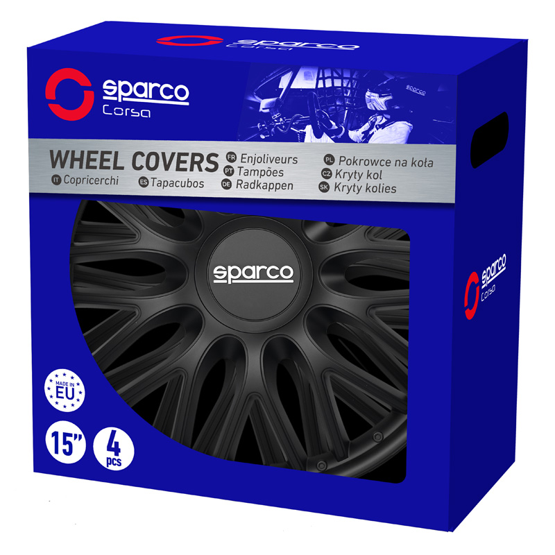 Sparco Wieldoppen Roma - 15-inch - Zwart - Set van 4 stuks