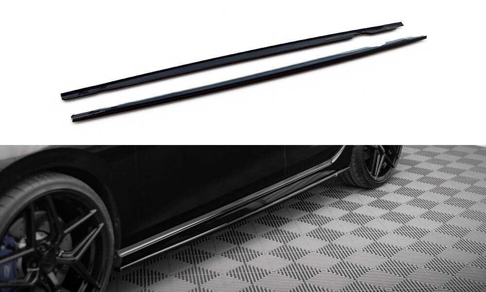 Zijskirts V.3 Volkswagen Golf 8 R Maxton Glans Zwart