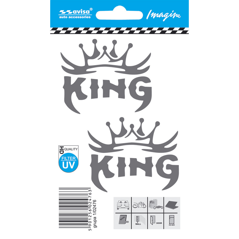 Auto Tattoo Sticker KING 2 stuks - 6x4,9cm