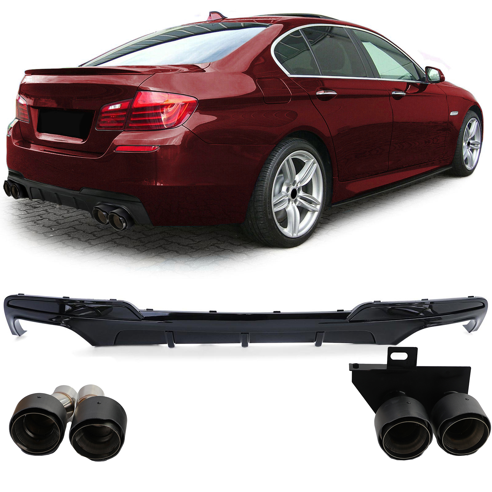 Diffuser BMW 5 Serie M Pakket F10 F11 Carbon Sierstukken