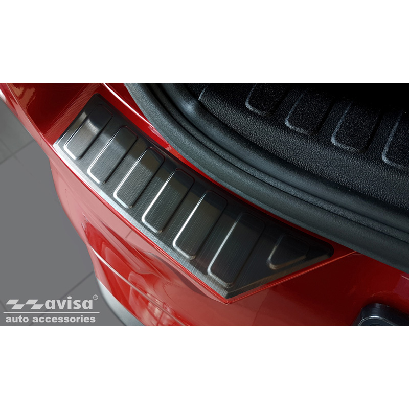 Zwart RVS Achterbumperprotector  Ford Puma 2019- 'Ribs' (2-delig)
