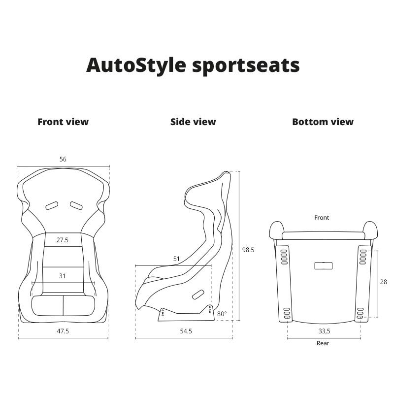 Sportstoel 'FS' - Zwart - Vaste polyester rugleuning - incl. sledes
