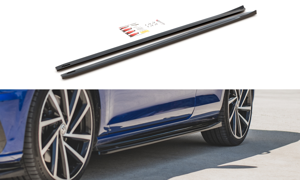 Zijskirts V.4 VW Golf R & R-Line FL Maxton Glans Zwart