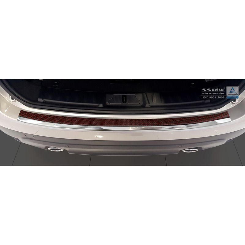 RVS Achterbumperprotector Deluxe Jaguar F-Pace 2016- Chroom/Rood