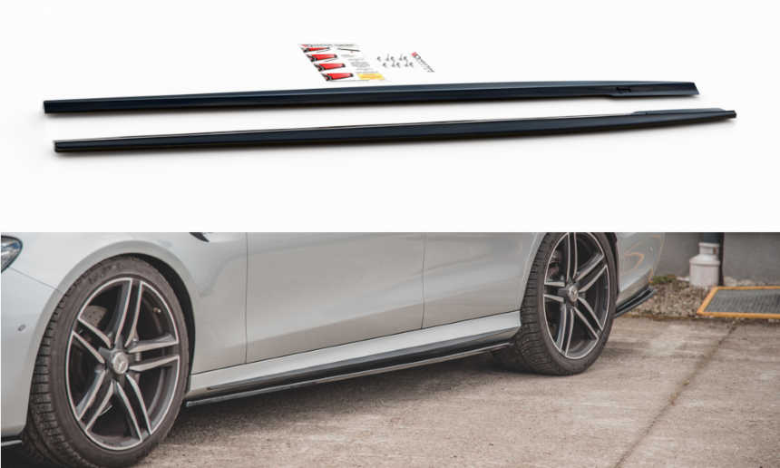 Zijskirts Mercedes E63 AMG Estate W213 Maxton Design glans zwart