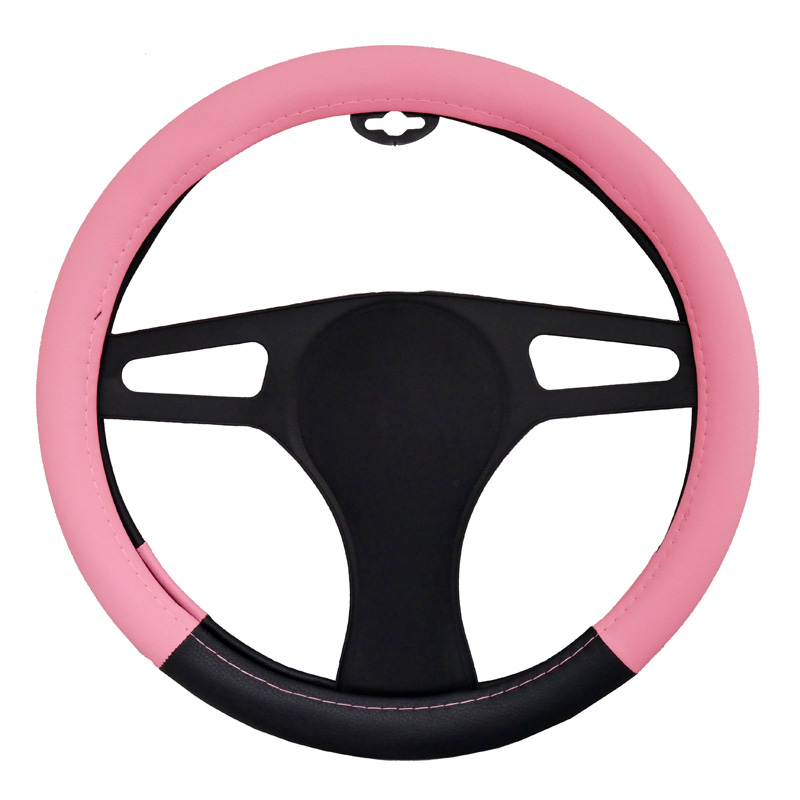 Simoni Racing Stuurwielhoes Pink Lady - Zwart/Roze Eco-Leder - 37-39cm