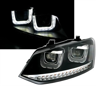 Headlights VW Polo 6R 09- DRL black Facelift look