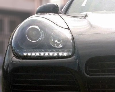 Headlights Porsche Cayenne xenon LED DRL look cayenne black
