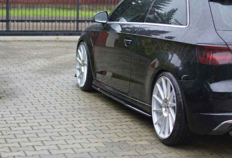 Zijskirts Diffuser Audi S3 / A3 S- lijn 8V / 8V FL Hatchback glanzend zwart