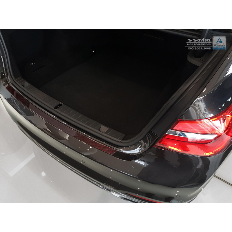 Carbon Achterbumperprotector  BMW 7-Serie G11/G12 2015-2019 excl. M-Pakket - Rood-Zwart Carbon