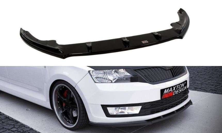 Voorspoiler Skoda Rapid Maxton Design glans zwart V.1