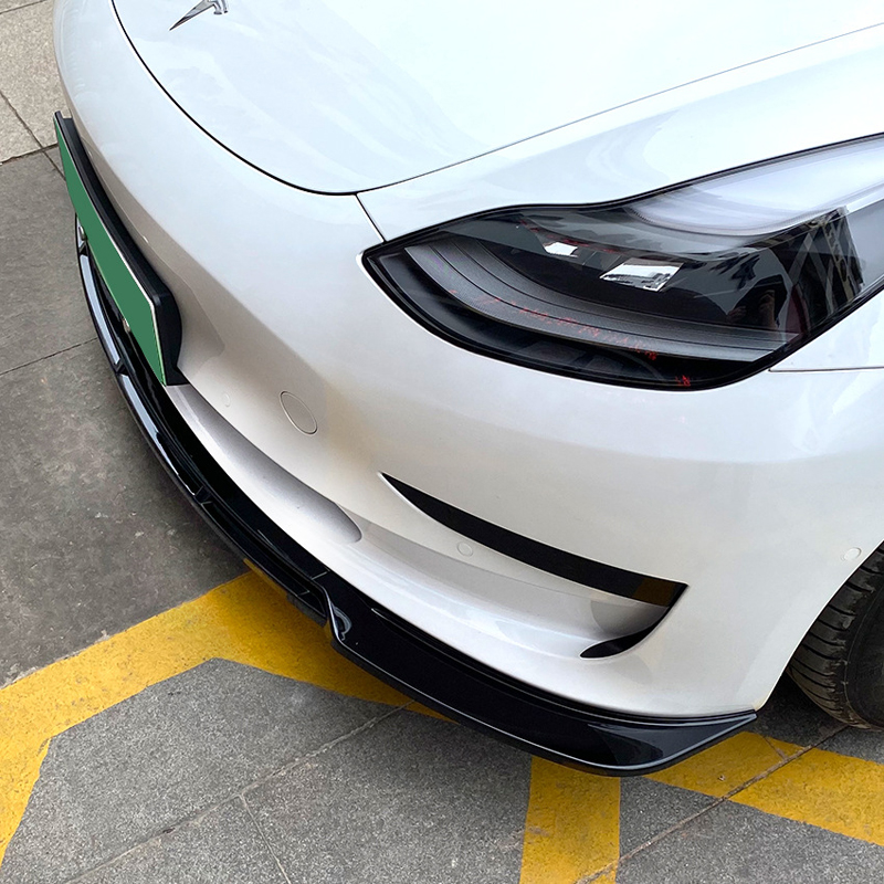 Voorspoilerlip  Tesla Model 3 2017-2024 (Glanzend Zwart ABS)