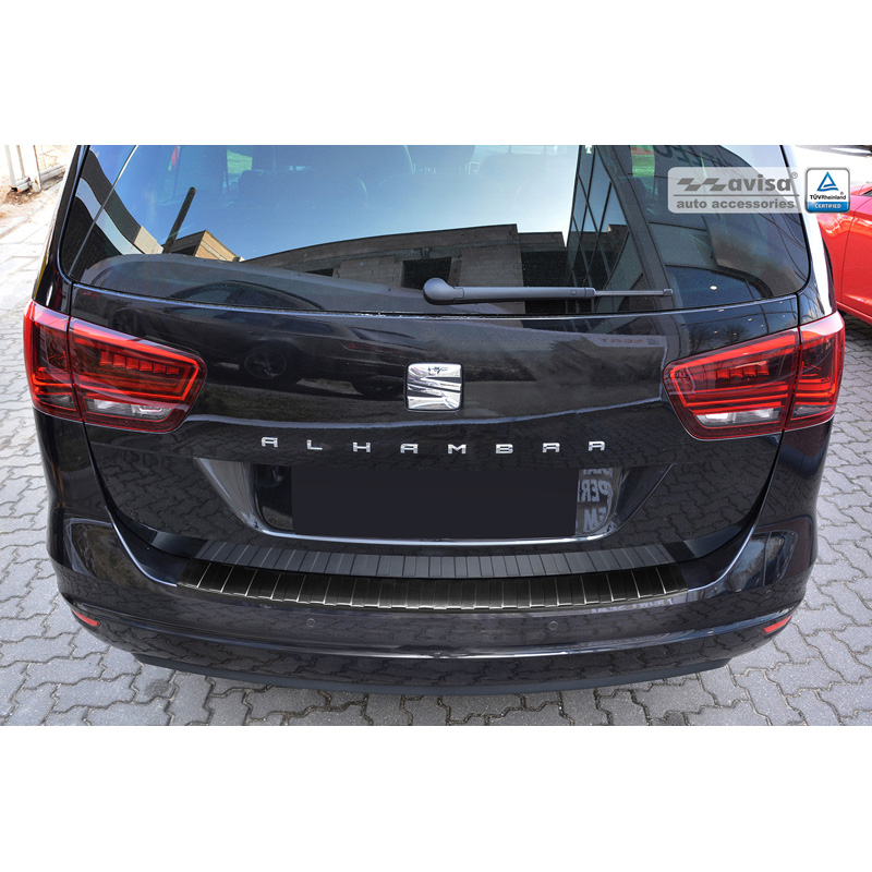 Zwart RVS Achterbumperprotector  Seat Alhambra & Volkswagen Sharan II 2010- 'Ribs'