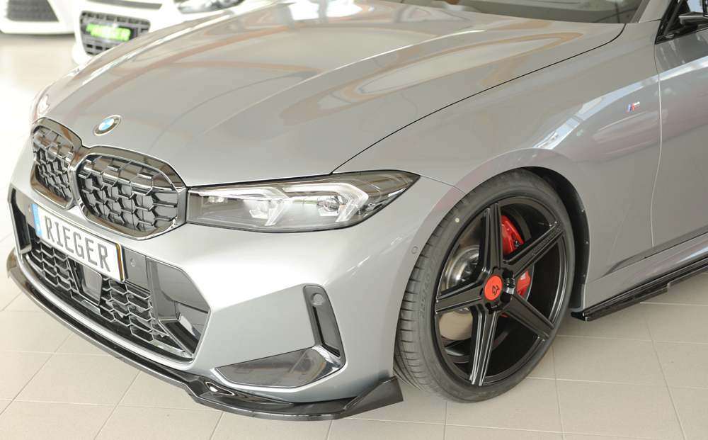 Voorspoiler BMW 3 Serie M Pakket G20 G21 FL Rieger Glans Zwart