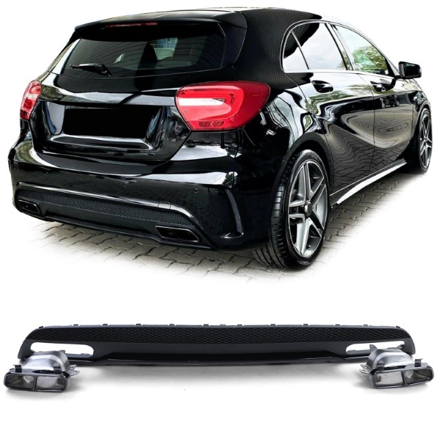 Diffusor Mercedes W176 A45 Line Glans zwart, zwarte Sierstukken