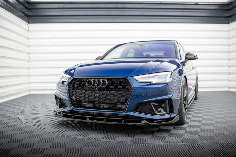 Voorspoiler V.1 Audi A4 Competition B9 FL Maxton Glans Zwart
