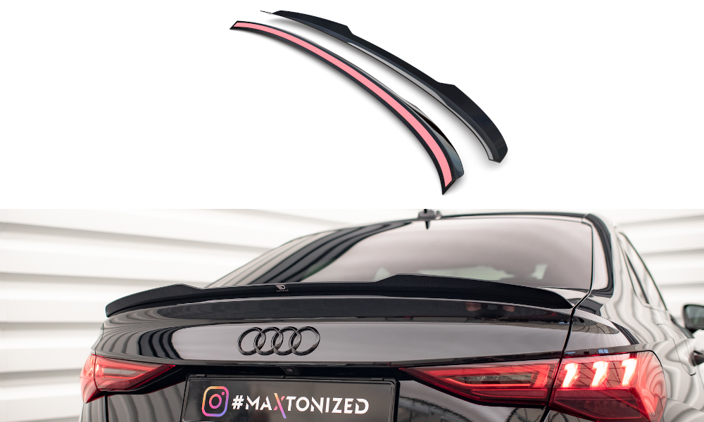 Spoiler Audi A3 & S-Line 8Y Limousine Maxton Glans Zwart