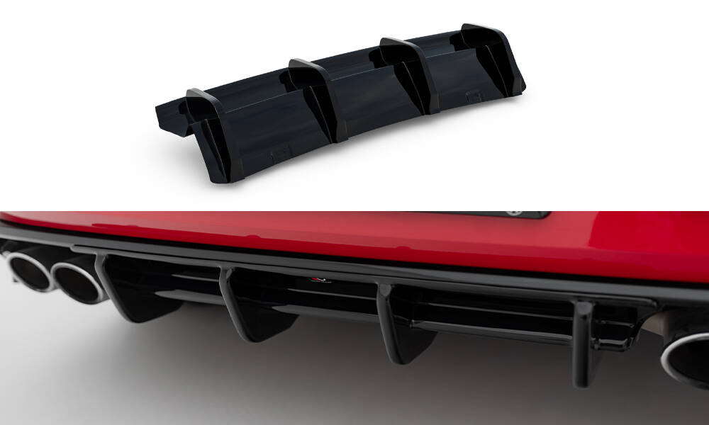 Achter Diffuser Volkswagen Golf R Hatchback R MK7 Facelift Maxton Glanzend zwart