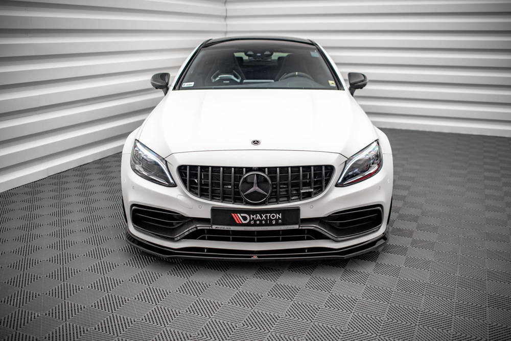 Voorspoiler V.3 Mercedes AMG C63 Coupe W205 FL Maxton Glans Zwart