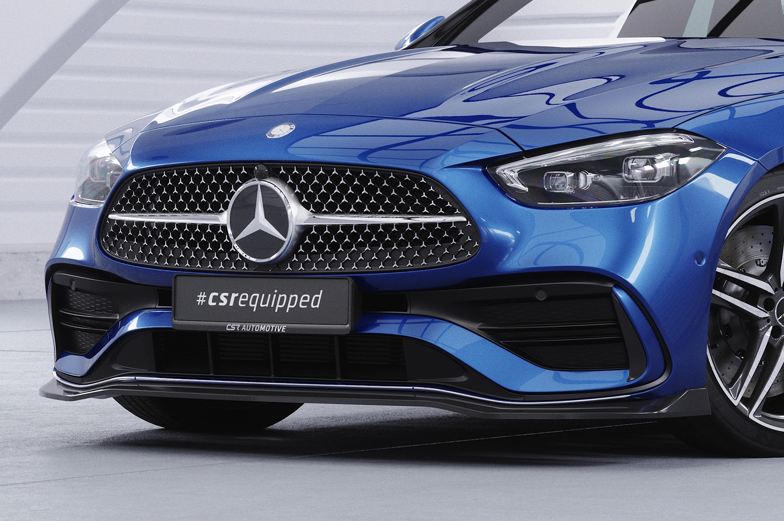 Voorspoiler Mercedes-Benz C-Klasse W206 / S206 AMG-Line 06/2021- Glans Zwart CSR